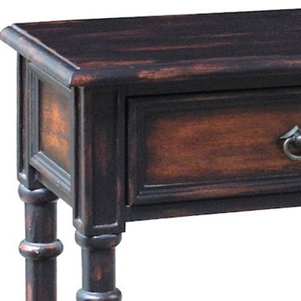 Newest Hand Painted Distressed Black/ Brown Finish Accent Console Table In Pertaining To Distressed Brown Wood 2 Tier Desks (View 5 of 15)