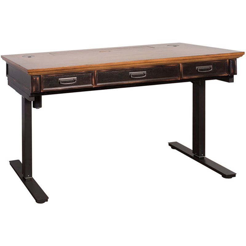 Newest Martin Furniture Hartford 3 Drawer Standing Desk In Brown And Black With Brown And Matte Black 3 Drawer Desks (View 4 of 15)