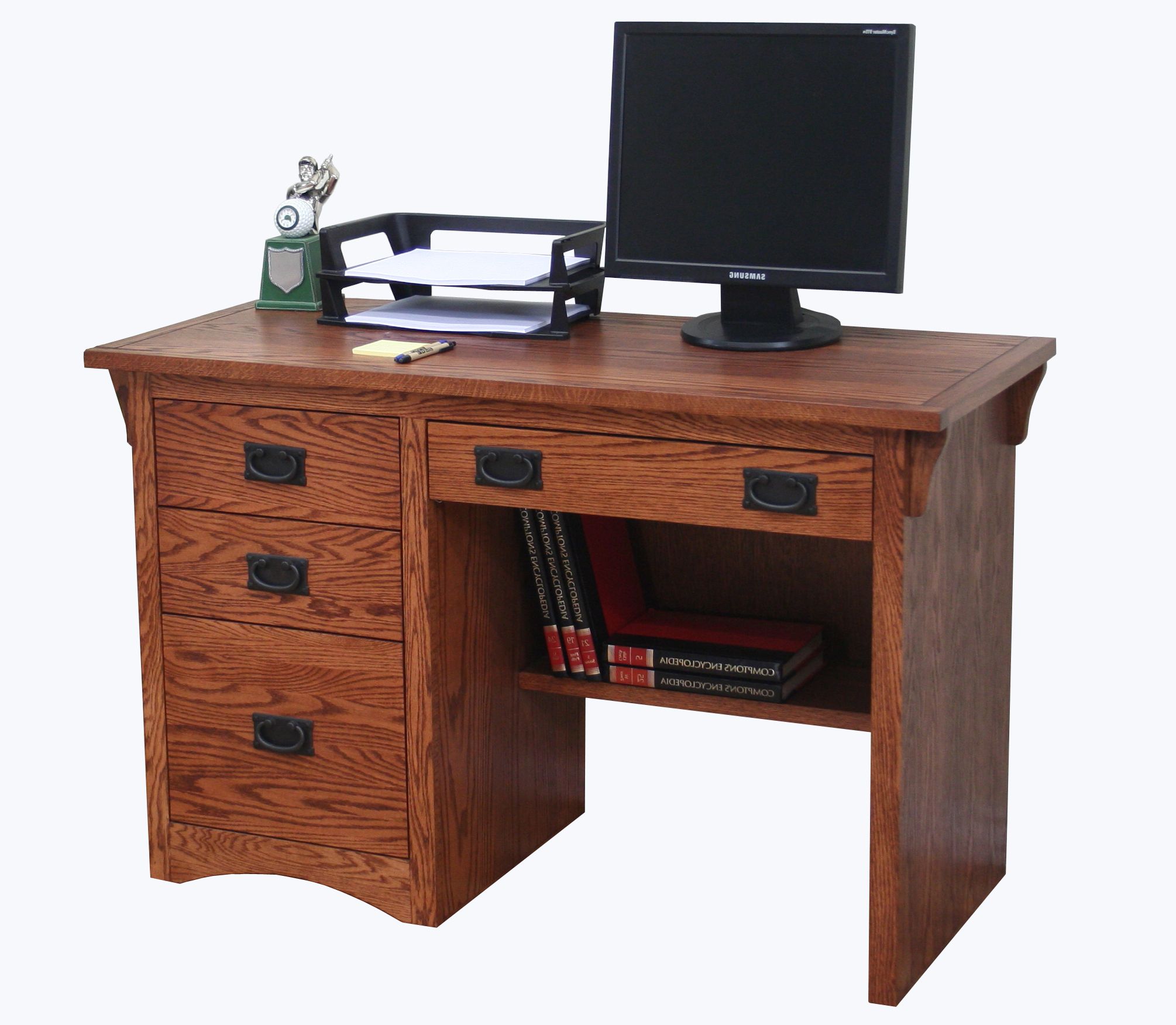 O M600 Mission Oak 45" 3 Drawer Junior Computer Desk – Odc Products Pertaining To Widely Used Farmhouse Mission Oak Wood Laptop Desks (View 5 of 15)