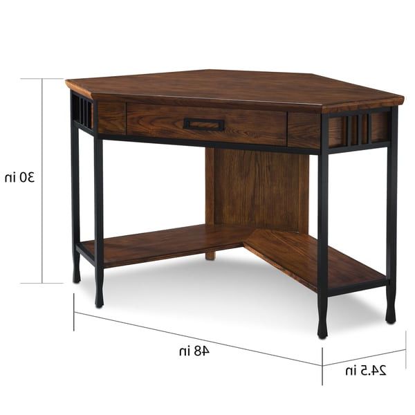 Oak Corner Computer Writing Desks For Well Known Mission Oak Wood Corner Writing/computer Desk – Overstock –  (View 10 of 15)
