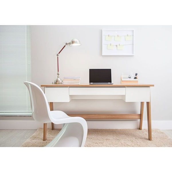 Off White And Cinnamon Office Desks In Popular Shop Modern Office Desk With 3 Drawers – Hanover/off White – Free (View 10 of 15)