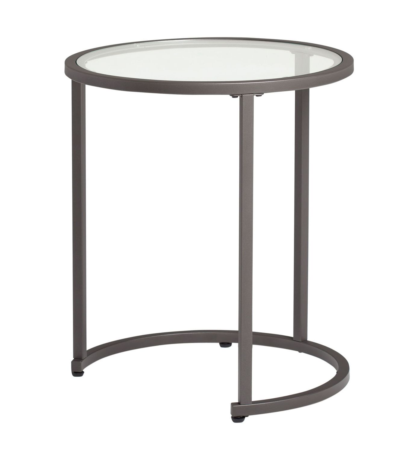 Offex Modern Glass Round Nesting Tables In Pewter 20 Inches – Walmart In Famous Glass And Pewter Rectangular Desks (View 4 of 15)