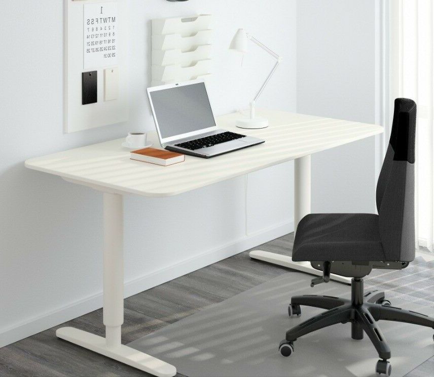 Office Desk Sit/stand: Ikea Bekant – White Electrically Height Within Well Known White Adjustable Stand Up Desks (View 3 of 15)