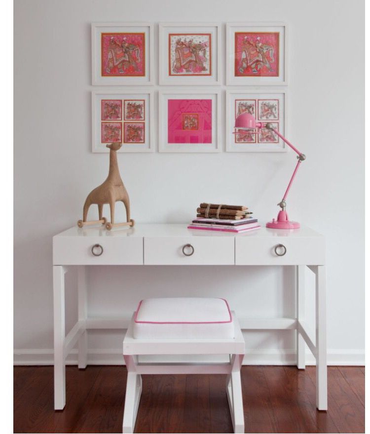 Pink Bedroom For Girls, White Lacquer Desk With Regard To Preferred Pink Lacquer 2 Drawer Desks (View 13 of 15)