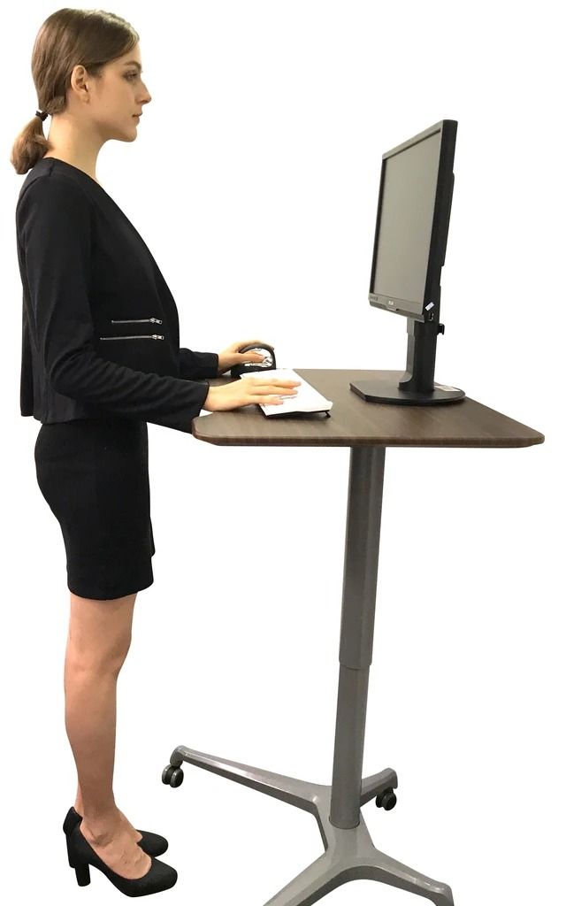 Pneumatic Sit Stand Mobile Desk Portable Gas Lift Height Adjustable Regarding Most Up To Date Adjustable Electric Lift Desks (View 11 of 15)