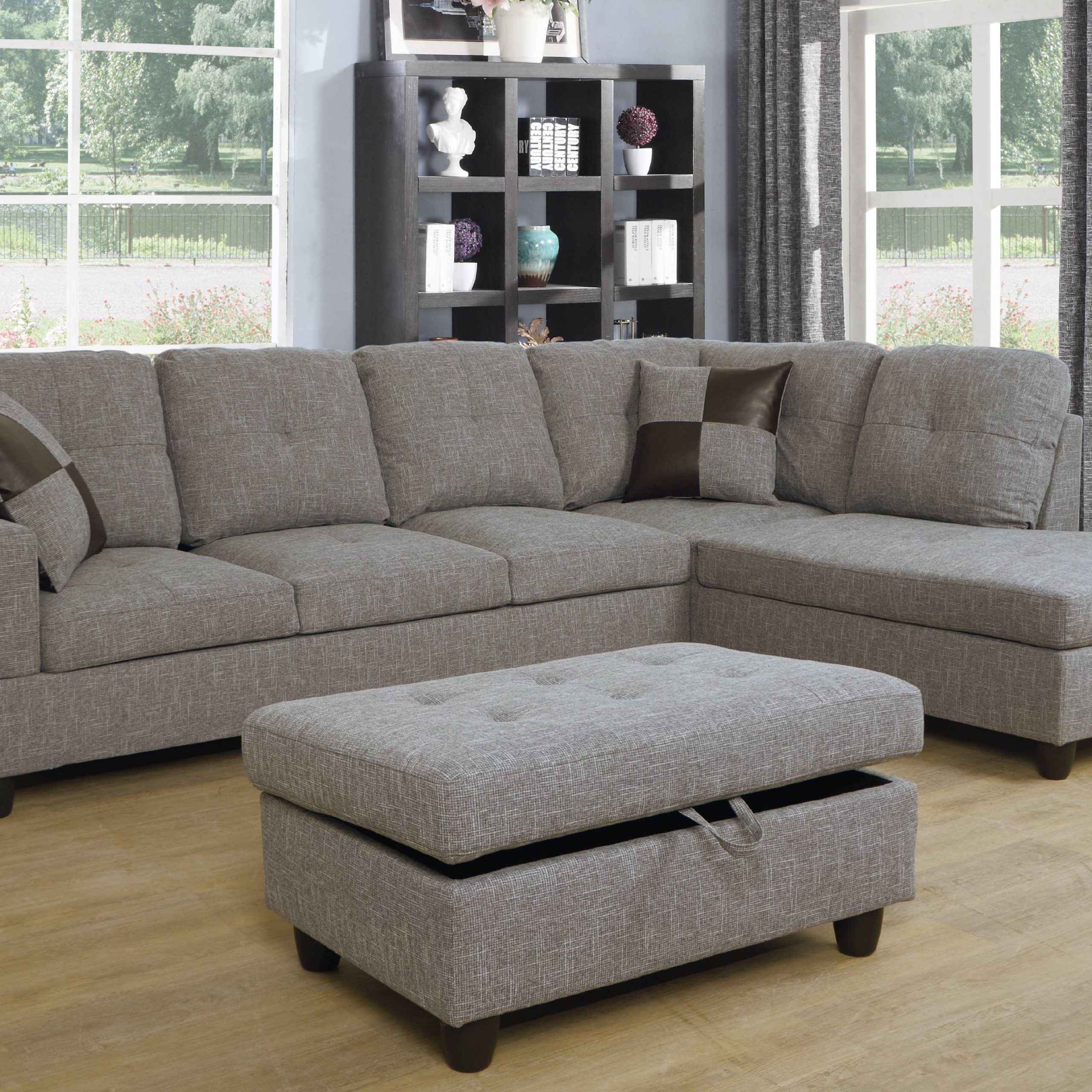 Ponliving Furniture L Shape Sectional Sofa Set With Storage Ottoman Pertaining To Well Known Rustic Brown Sectional Corner Desks (View 2 of 15)