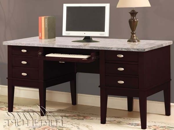 Popular Brown Faux Marble Writing Desks Pertaining To Britney Marble Top Home Office Desk In Espresso Finishacme –  (View 13 of 15)
