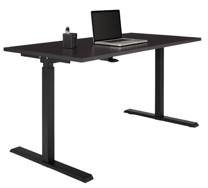 Popular Espresso Adjustable Laptop Desks Inside Realspace Magellan Pneumatic Stand Up Height Adjustable Desk, Espresso (View 2 of 15)