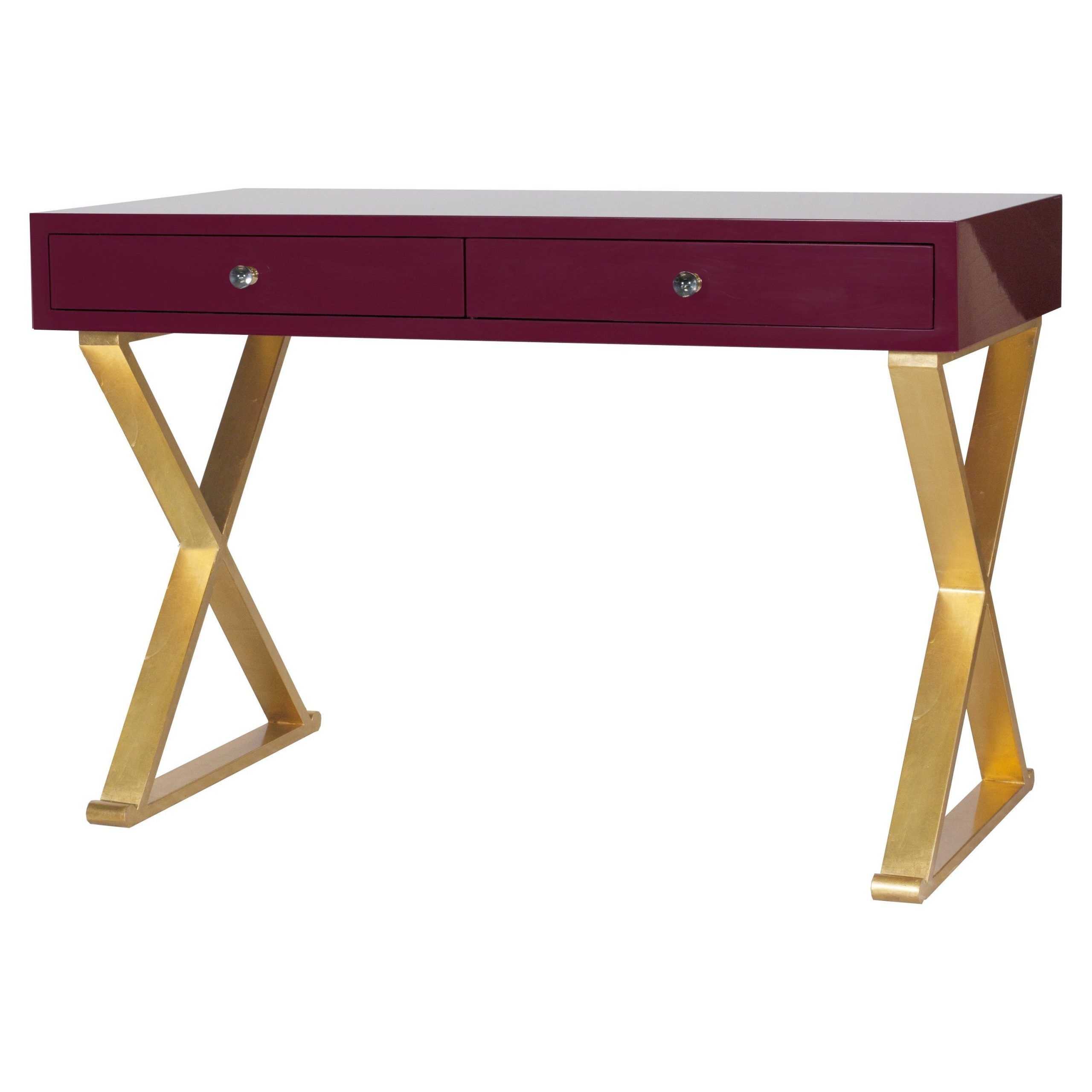 Popular Lacquer And Gold Writing Desks In Oxblood Lacquer Desk With Gold Leaf Base #interiordesign #desks # (View 2 of 15)
