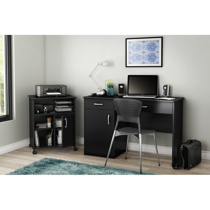 Popular Matte Black Corner Desks With Keyboard Shelf Inside Black Computer Desk With Keyboard Tray And Printer Stand – Axess (View 13 of 15)