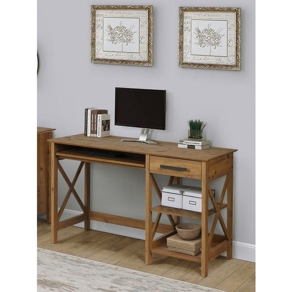 Popular Shop Saint Birch Austin Rustic Brown 47 Inch Writing Desk With 1 Laptop With Regard To Black And Brown 5 Shelf 1 Drawer Desks (View 7 of 15)