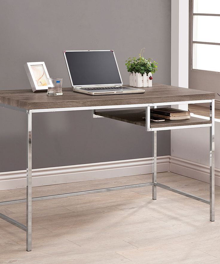Preferred Black And Gray Oval Writing Desks With Dark Gray & Chrome Desk (View 2 of 15)