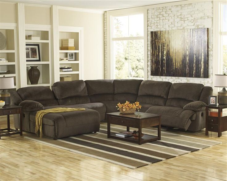 Preferred Brown And Yellow Sectional Corner Desks With Ashley Toletta Contemporary Bustle Brown Reclining Sectional W Push (View 13 of 15)