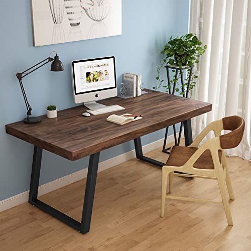 Preferred Tribesigns 55″ Rustic Solid Wood Computer Desk With Reclaimed Look Pertaining To Antique Brown 2 Door Wood Desks (View 15 of 15)