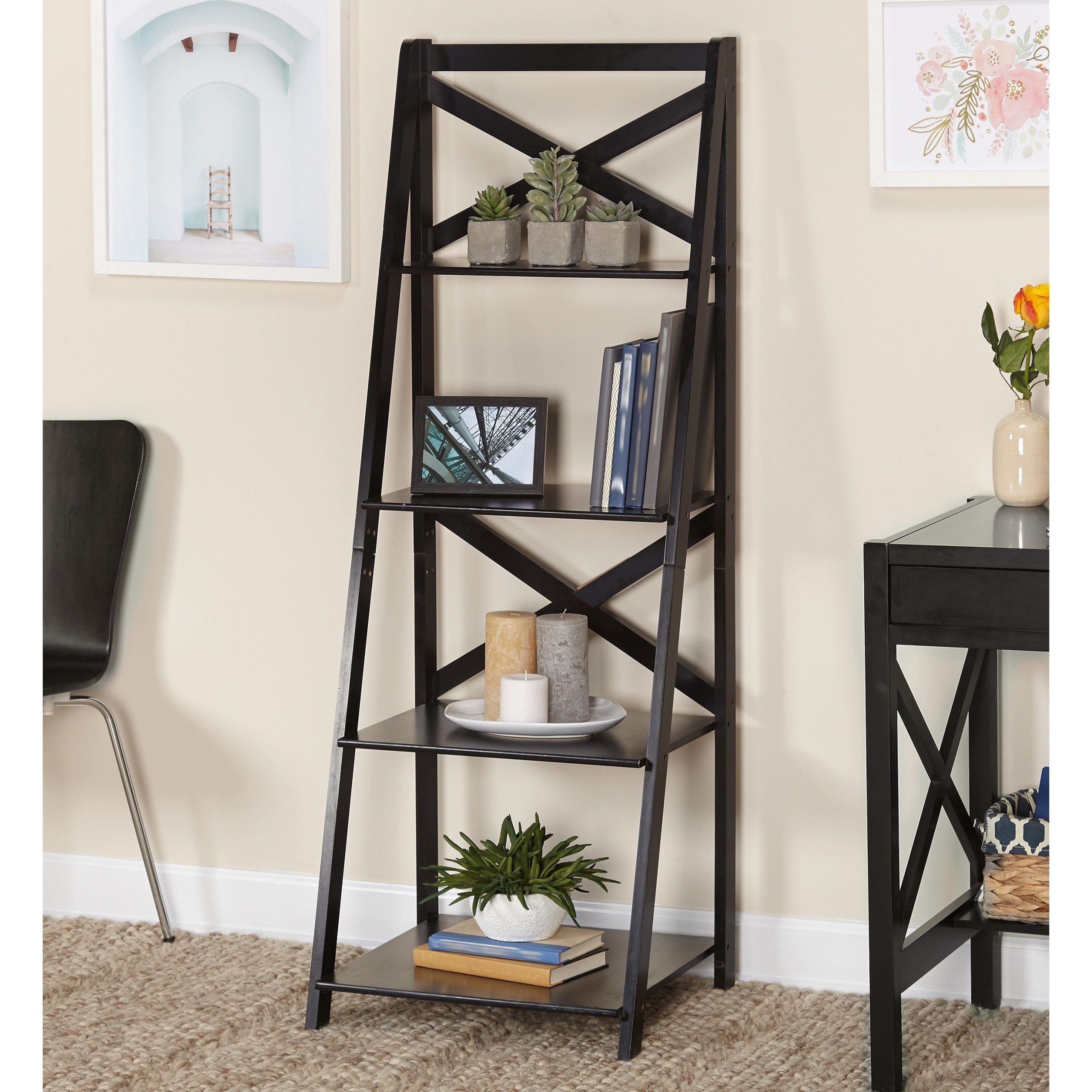 Products With Popular 2 Shelf Black Ladder Desks (View 5 of 15)