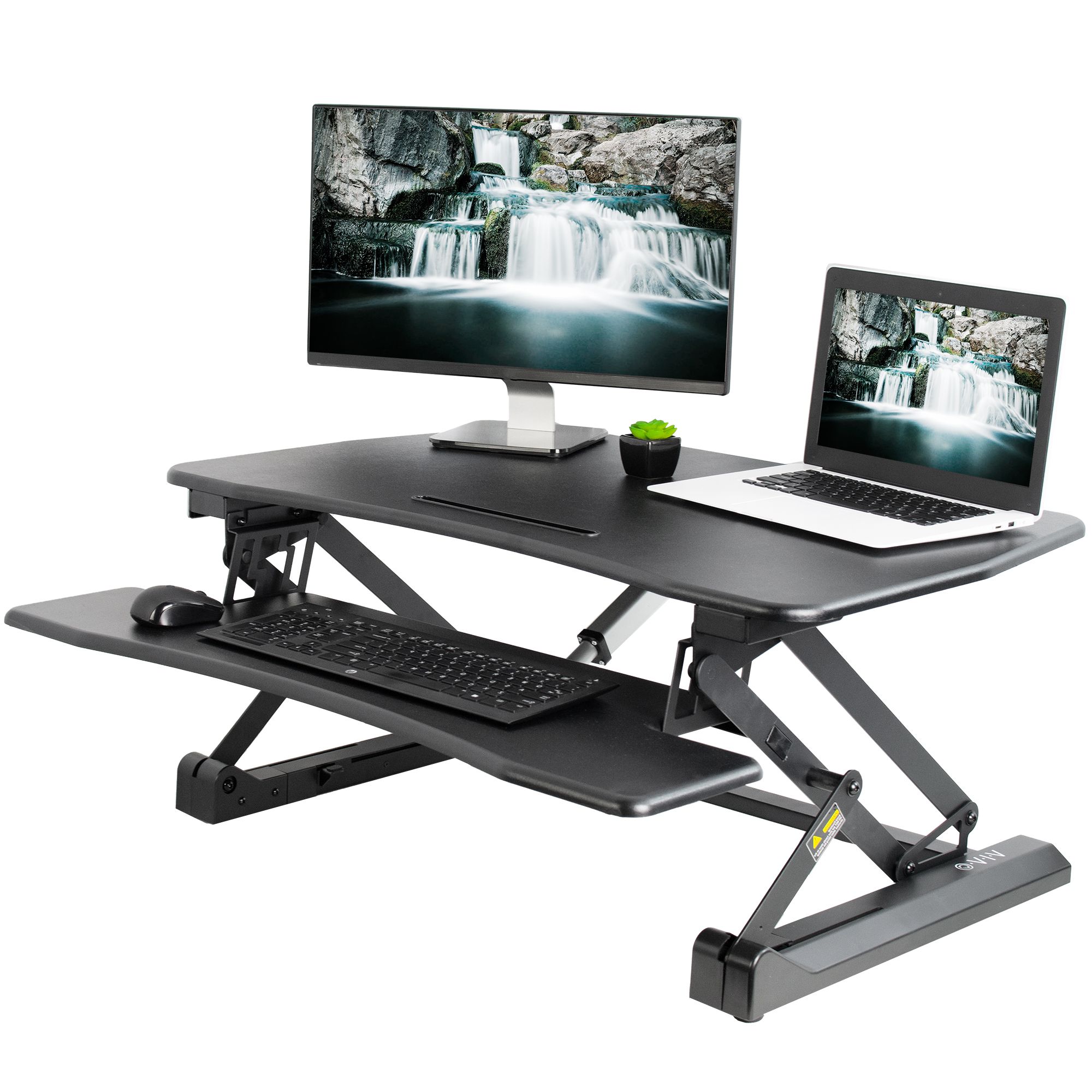Recent Black Adjustable Laptop Desks Pertaining To Vivo Black Electric Height Adjustable Standing Desk Tabletop Monitor (View 11 of 15)