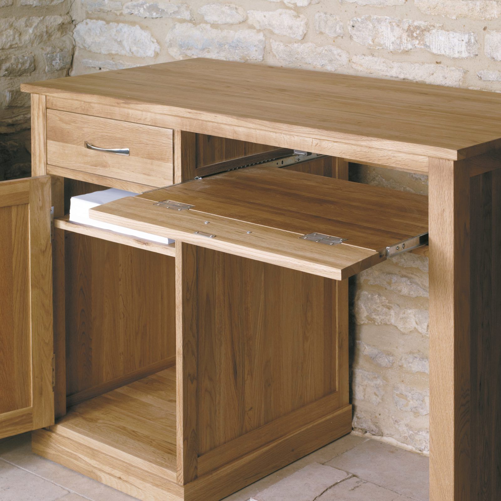 Recent Mobel Oak Single Pedestal Computer Desk – Furniture 4 Life Throughout Oak Computer Writing Desks (View 3 of 15)