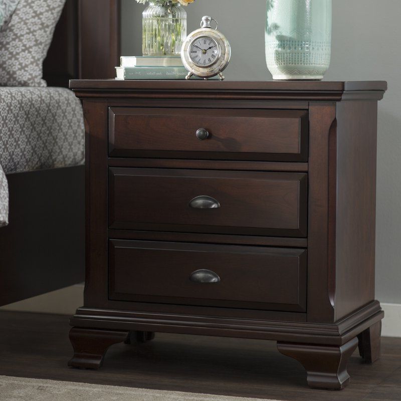 Recent Plattsburgh 3 – Drawer Solid Wood Nightstand In Brown (View 2 of 15)