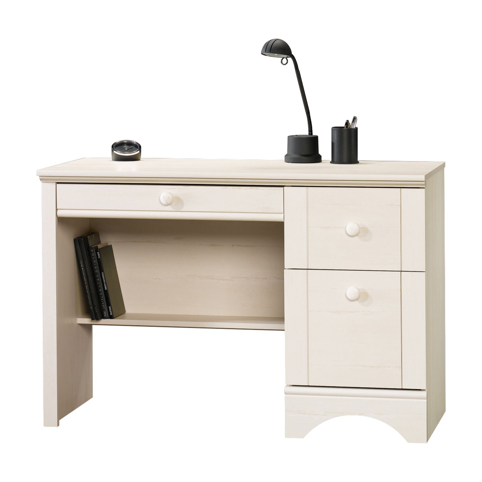 Recent Sauder Harbor View Computer Desk – Antiqued White – Desks At Hayneedle Intended For Off White And Cinnamon Office Desks (View 7 of 15)
