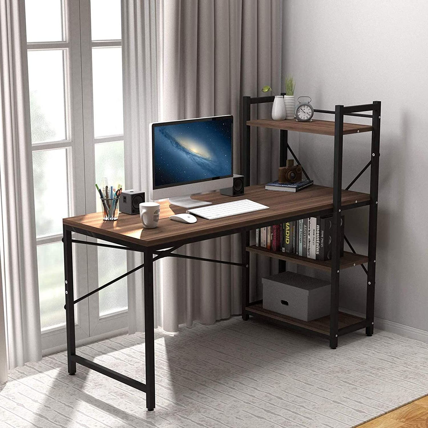 Recent Tower Computer Desk With 4 Tier Storage Shelves –  (View 5 of 15)
