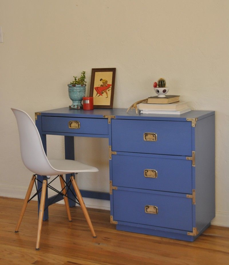 Recent Vintage Campaign Desk Blue – Trevi Vintage Design Regarding Blue And White Wood Campaign Desks (View 9 of 15)