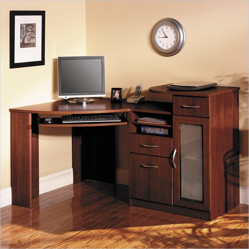 Recent Walnut Brown 2 Shelf Computer Desks Throughout Corner Computer Desk With Drawers – Ideas On Foter (View 11 of 15)