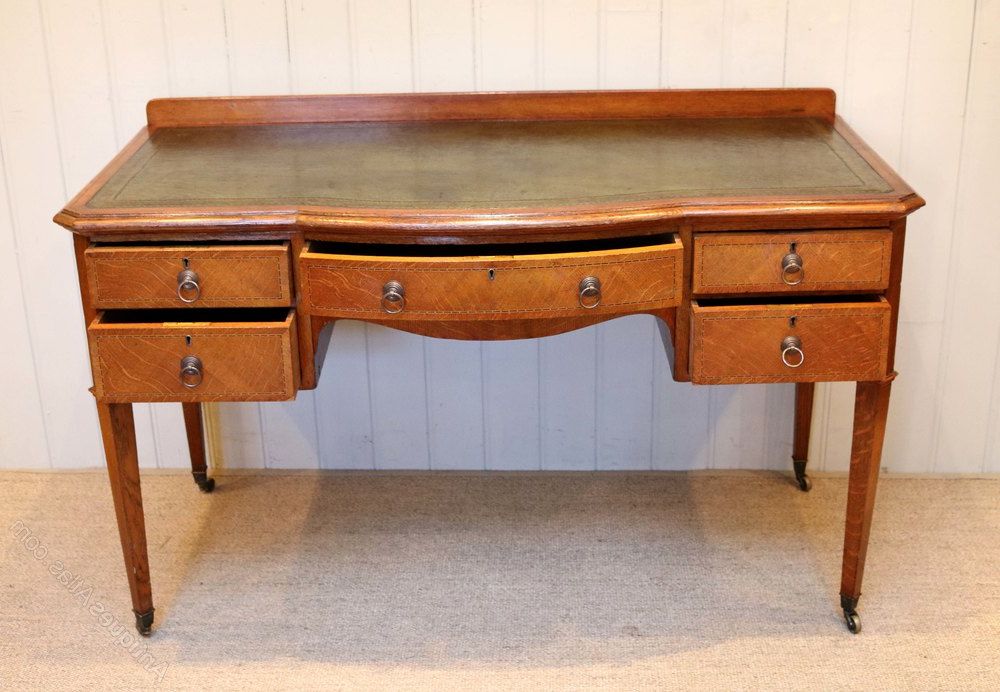 Reclaimed Oak Leaning Writing Desks Regarding 2019 Oak Leather Top Writing Desk – Antiques Atlas (View 1 of 15)