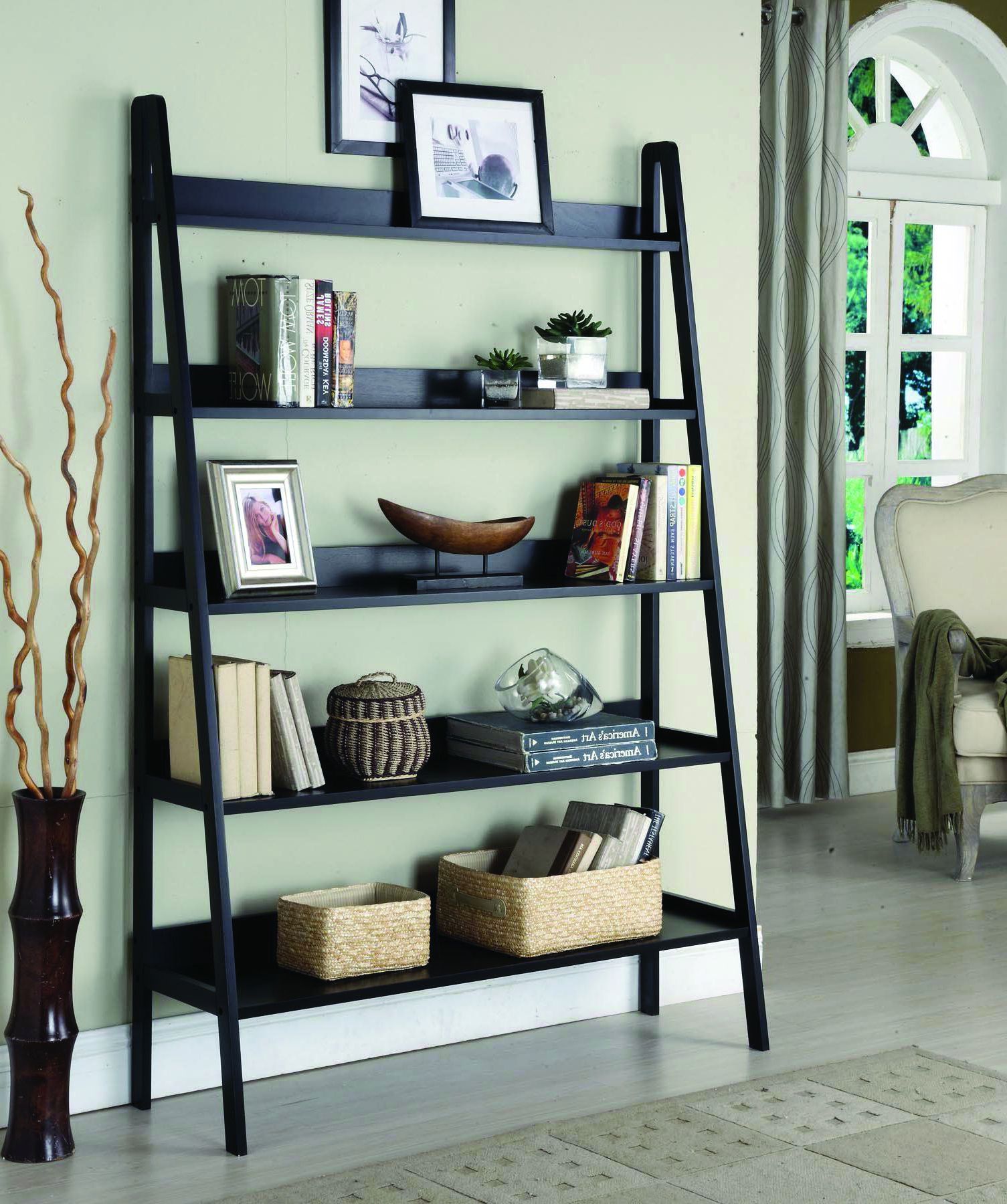 Shelf Decor Living Within Trendy 2 Shelf Black Ladder Desks (View 9 of 15)