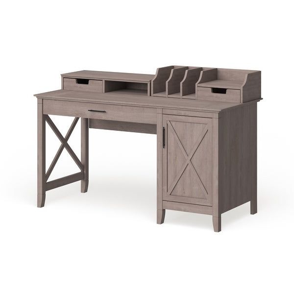 Shop The Gray Barn Lowbridge Washed Grey 54 Inch Single Pedestal Desk For Most Up To Date Gray Reversible Desks With Pedestal (View 8 of 15)