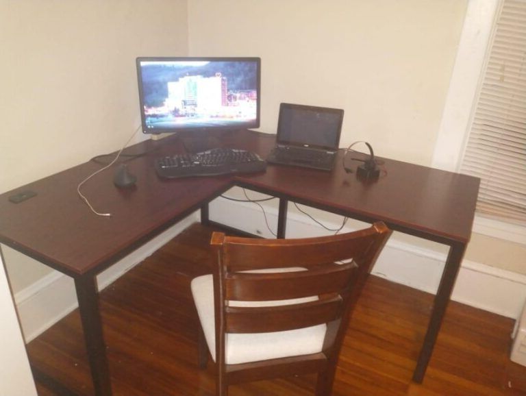 Shw L Shaped Desk Shw Home Office 55″x60″ Large L Shaped Corner Desk Within Famous Espresso Adjustable Laptop Desks (View 10 of 15)