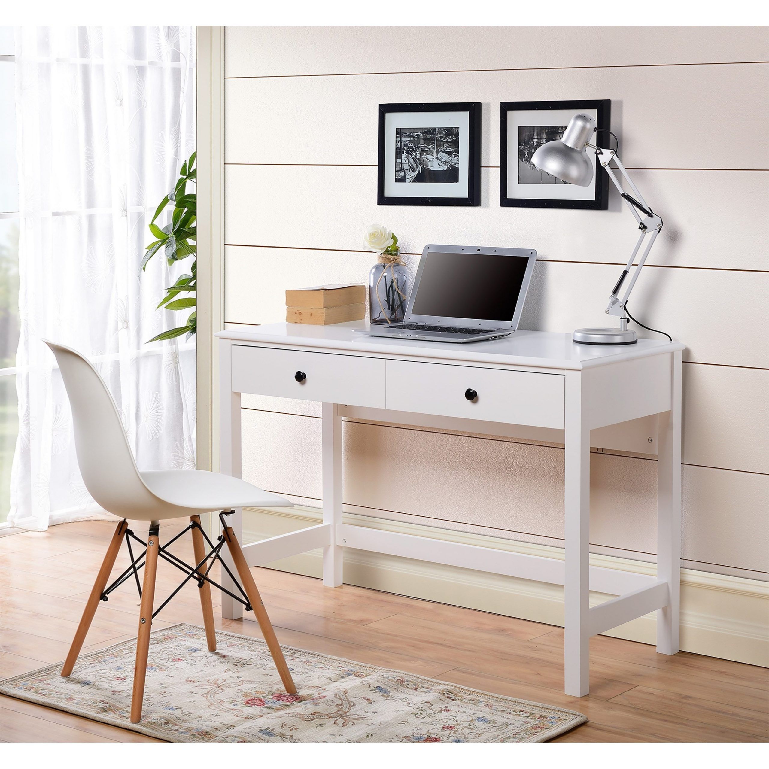 Signature Designashley Othello White Finish Home Office Small Desk Pertaining To Trendy White And Cement Writing Desks (View 4 of 15)
