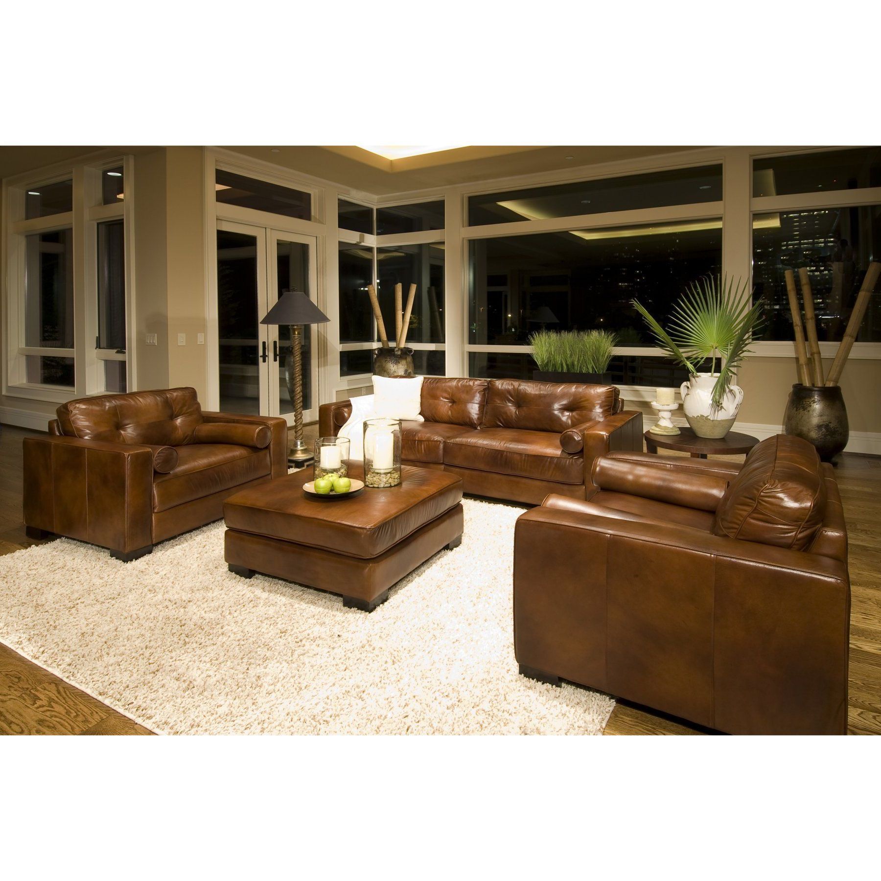 Soho 4 Piece Top Grain Leather Collection In Rustic Including 1 Sofa, 2 Within Trendy Rustic Brown Sectional Corner Desks (View 1 of 15)