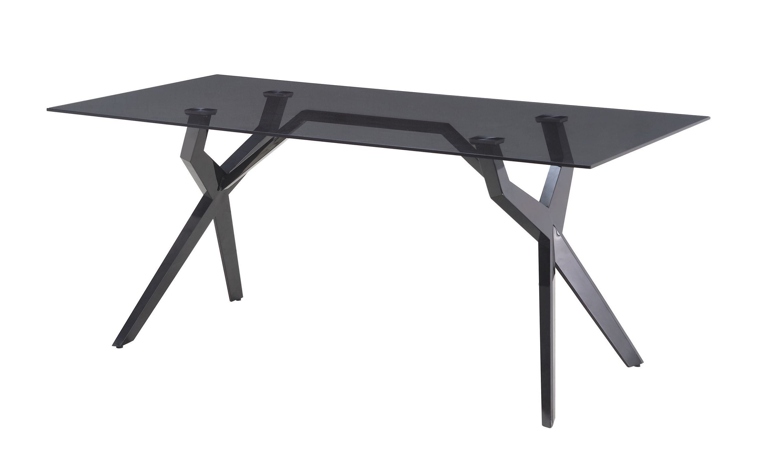 Stainless Steel And Gray Desks With Recent Modrest Darley – Modern Grey Glass & Black Stainless Steel Dining Table (View 11 of 15)