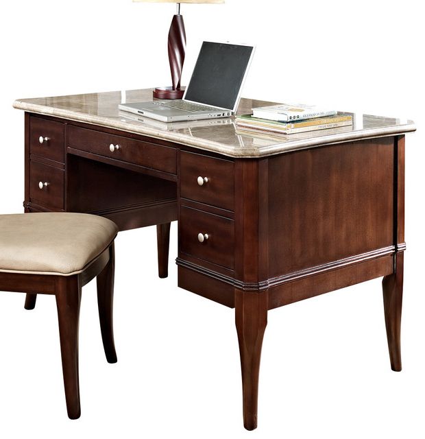 Steve Silver Marseille Marble Top Writing Desk – Traditional – Desks Intended For Widely Used Dark Tobacco Writing Desks (View 9 of 15)