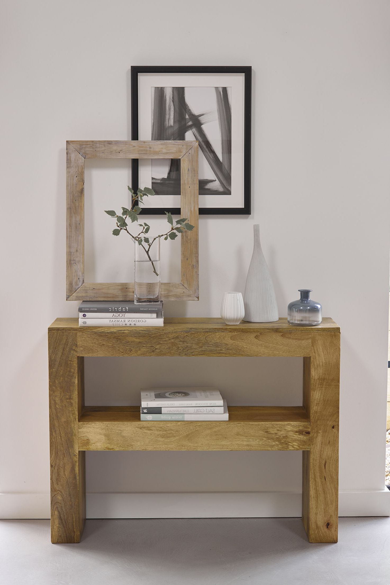 The Mantis Light Natural Solid Mango Console Table Features An For 2019 Natural Mango And Light Cane Desks (View 12 of 15)