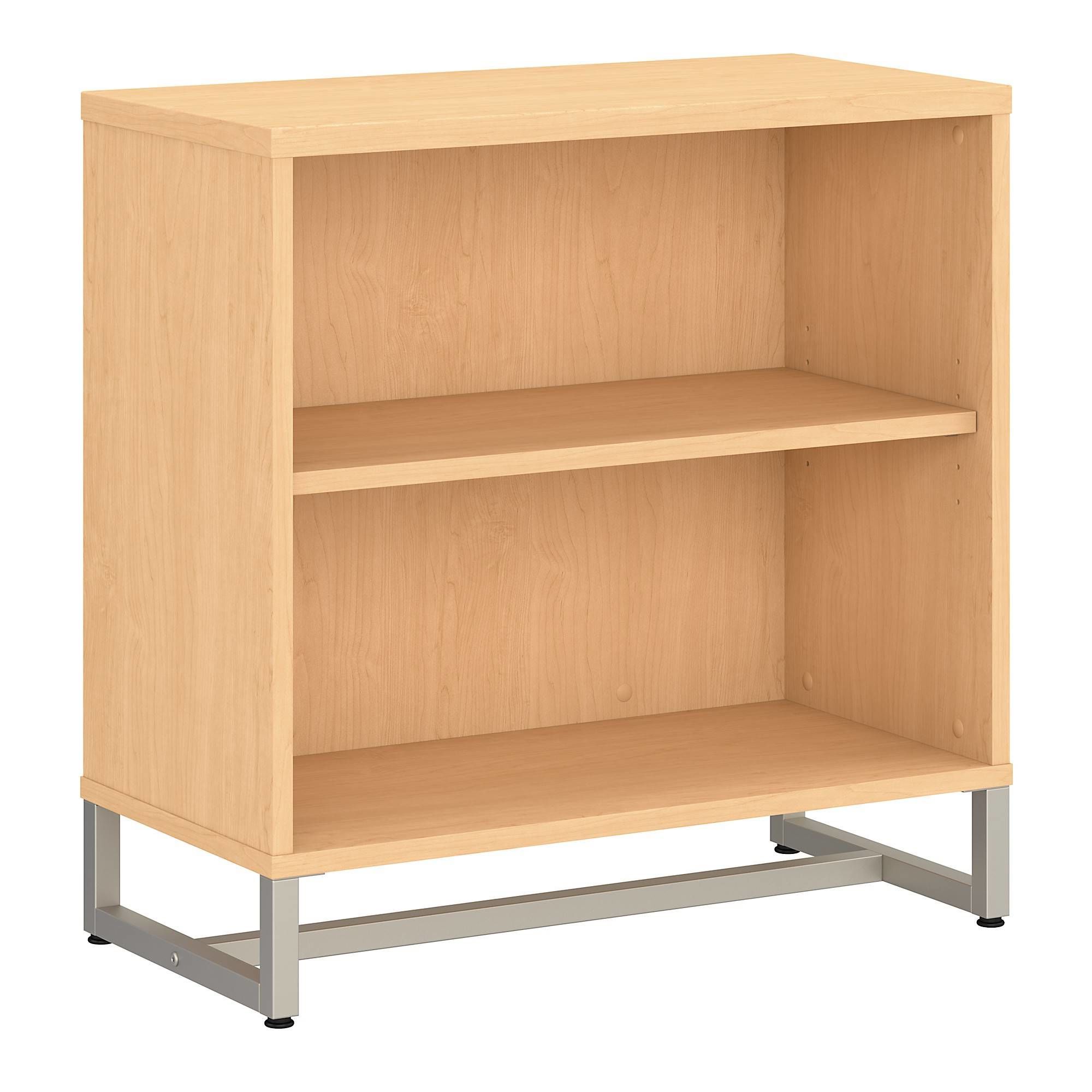 Trendy 2 Shelf Bookcase Cabinet In Natural Maple In Natural Wood And Black 2 Shelf Desks (View 7 of 15)