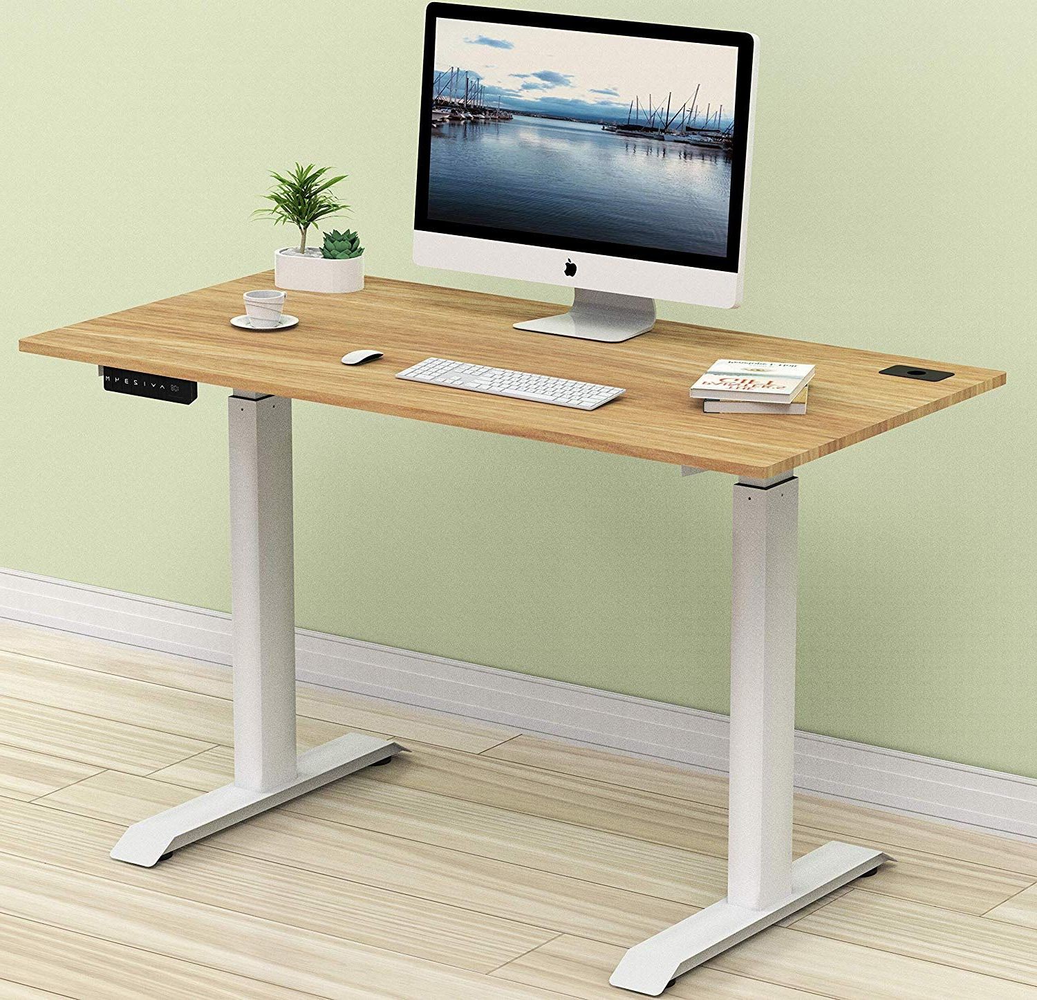 Trendy Amazon: Shw Electric Height Adjustable Computer Desk, 48 X 24 For White Adjustable Laptop Desks (View 1 of 15)