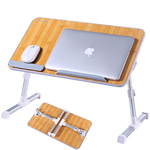 Trendy Cherry Wood Adjustable Reading Tables With Bamboo Wood Grain – Adjustable Laptop Table, Superjare Portable (View 1 of 15)