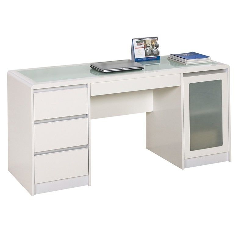 Trendy Matte White Wall Mount Desks Inside Aspen Matte White Executive Desk (View 11 of 15)