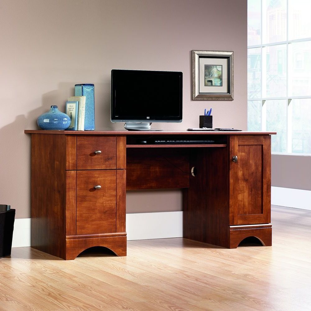 Trendy Wood Center Drawer Computer Desks Regarding Desks With File Cabinet Drawer For Small Home Offices & Bedrooms (View 1 of 15)