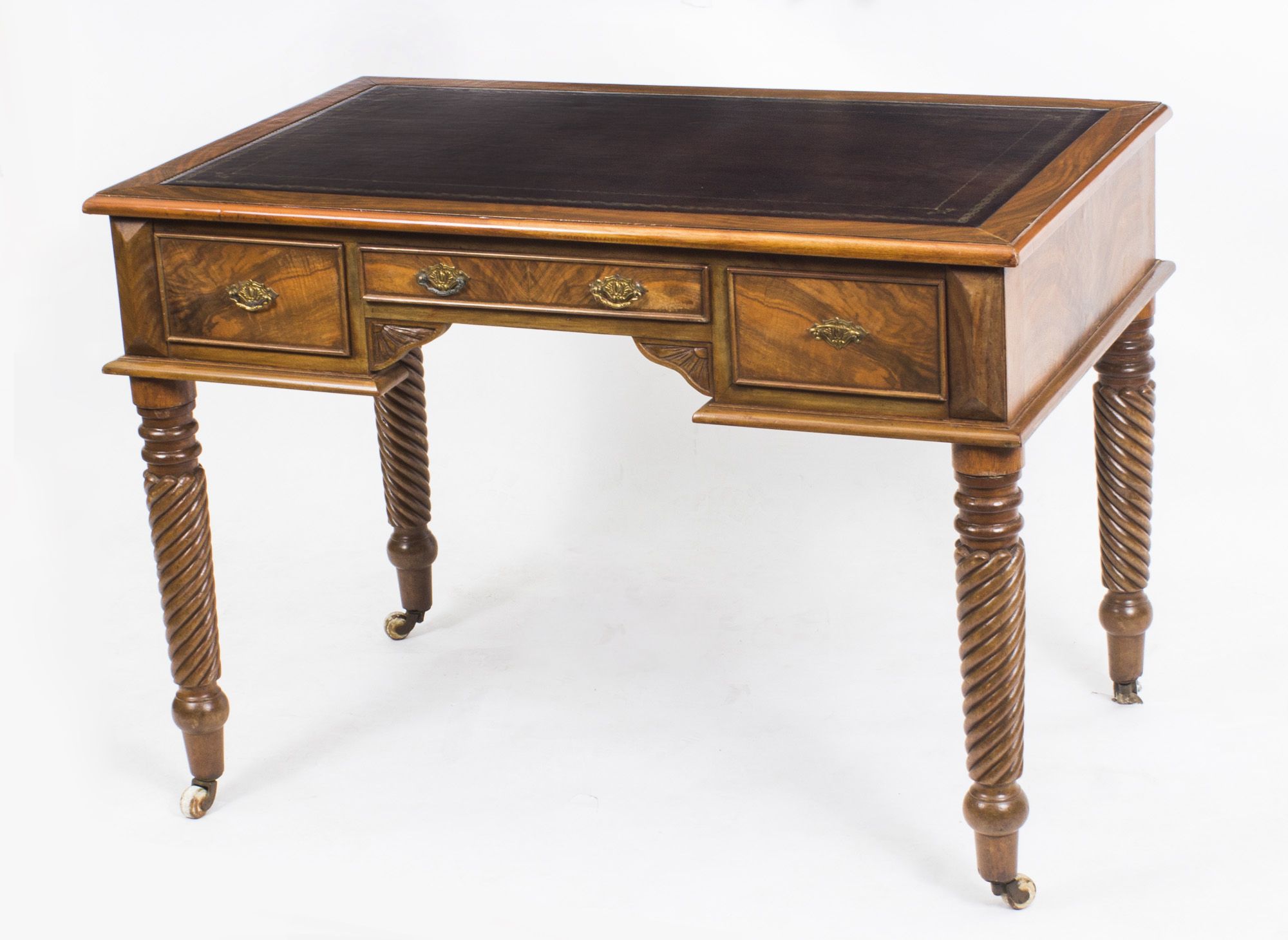 Walnut And Black Writing Desks With Regard To Well Known Antique Figured Walnut Writing Table Desk C (View 12 of 15)
