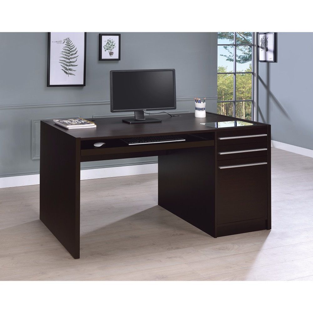 Walnut Brown 2 Shelf Computer Desks Within Recent Contemporary Connect It Computer Desk, Brown – Walmart – Walmart (View 9 of 15)