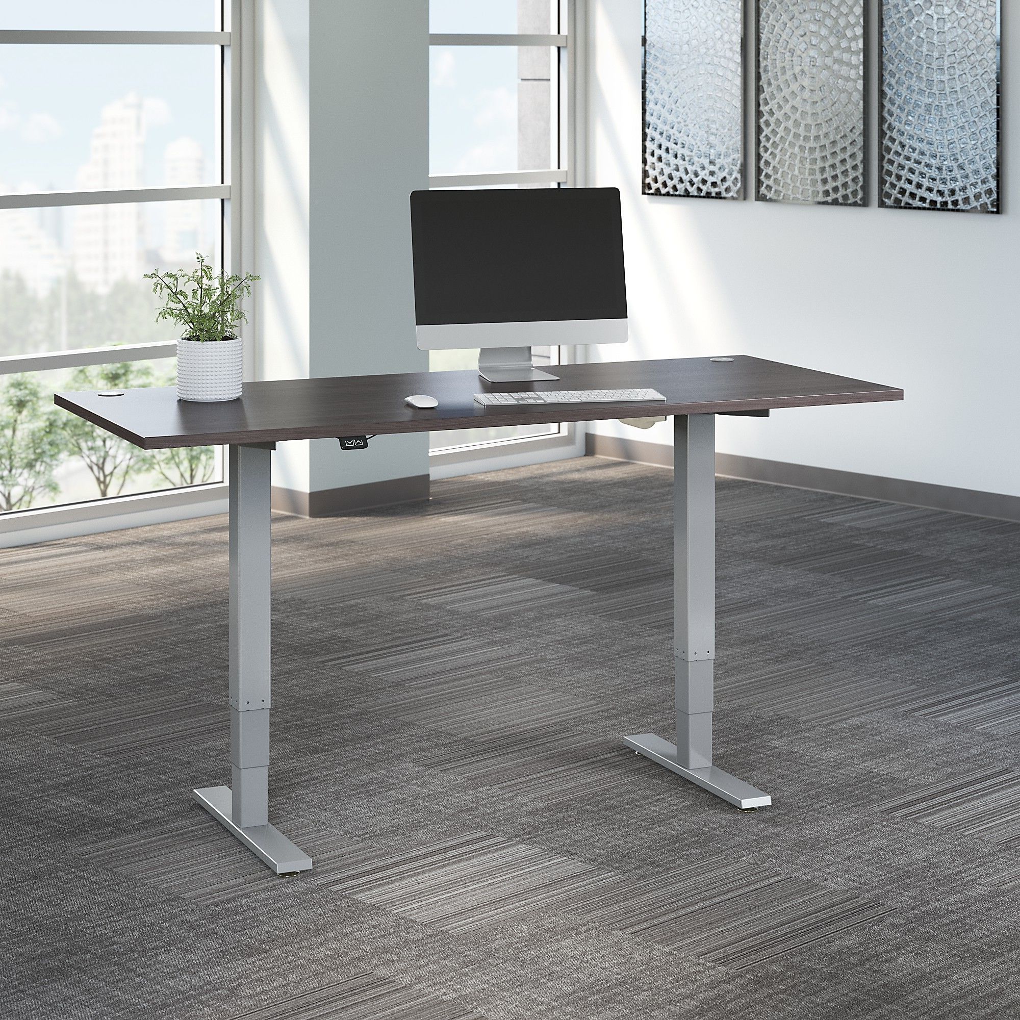 Well Known 72w X 30d Electric Height Adjustable Standing Desk In Storm Gray Regarding Espresso Adjustable Stand Up Desks (View 4 of 15)