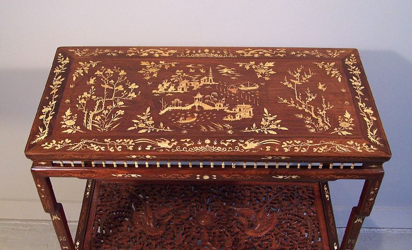 Well Known #7789 Chinese Inlaid Rosewood Console Table C1820 For Sale (View 7 of 15)