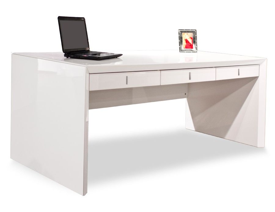Well Known Bellini White Lacquer Desk Star Modern Furniture With White Lacquer Stainless Steel Modern Desks (View 6 of 15)