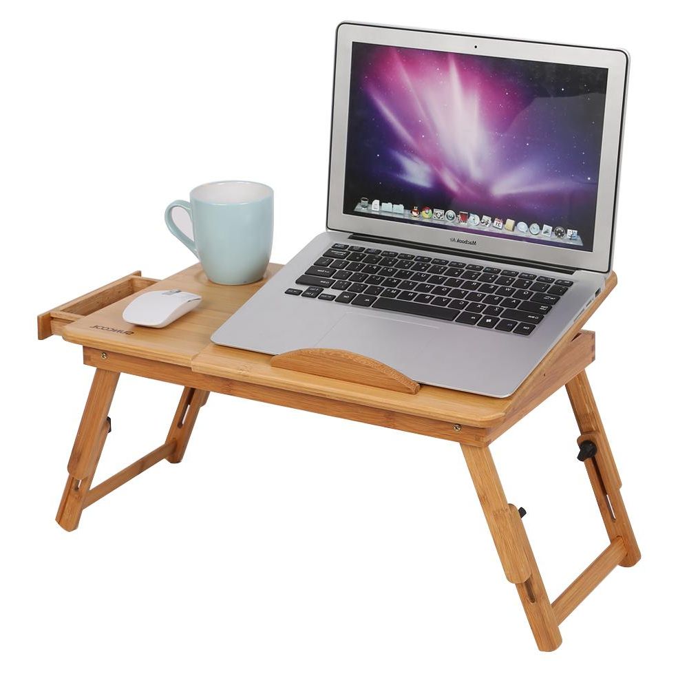 Well Known Black Adjustable Laptop Desks Regarding Greensen Bed Tray Foldable Bamboo Laptop Desk Adjustable Rack Shelf Lap (View 6 of 15)