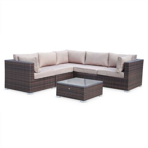 Well Known Brown And Yellow Sectional Corner Desks Throughout 5 Seater Rattan Garden Corner Sofa Set – Napoli Chocolate / Brown (View 8 of 15)
