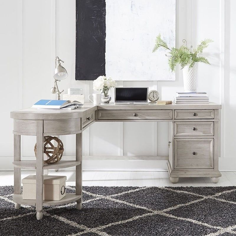 Well Known Off White And Cinnamon Office Desks Throughout Harvest Home L Shaped Desk (cottonfield White) – 1stopbedrooms (View 8 of 15)