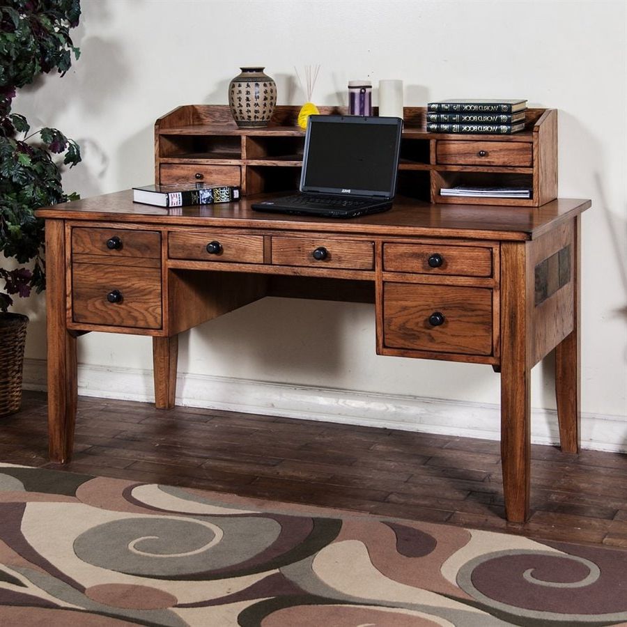 Well Known Sunny Designs Sedona Transitional Rustic Oak Writing Desk At Lowes Inside Oak Computer Writing Desks (View 4 of 15)