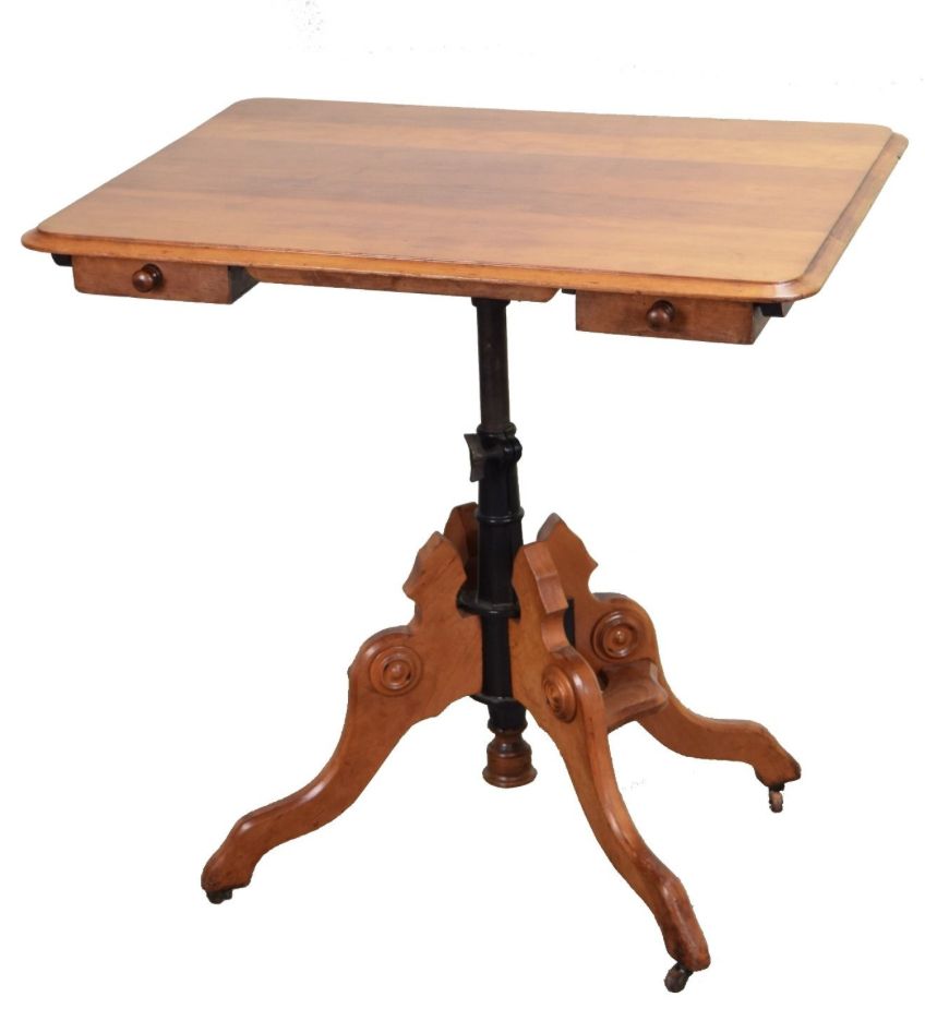 Well Known Weathered Oak Tilt Top Drafting Tables Regarding Antique Victorian Cherry Folding Tilt Top Drafting Table Circa Late (View 3 of 15)